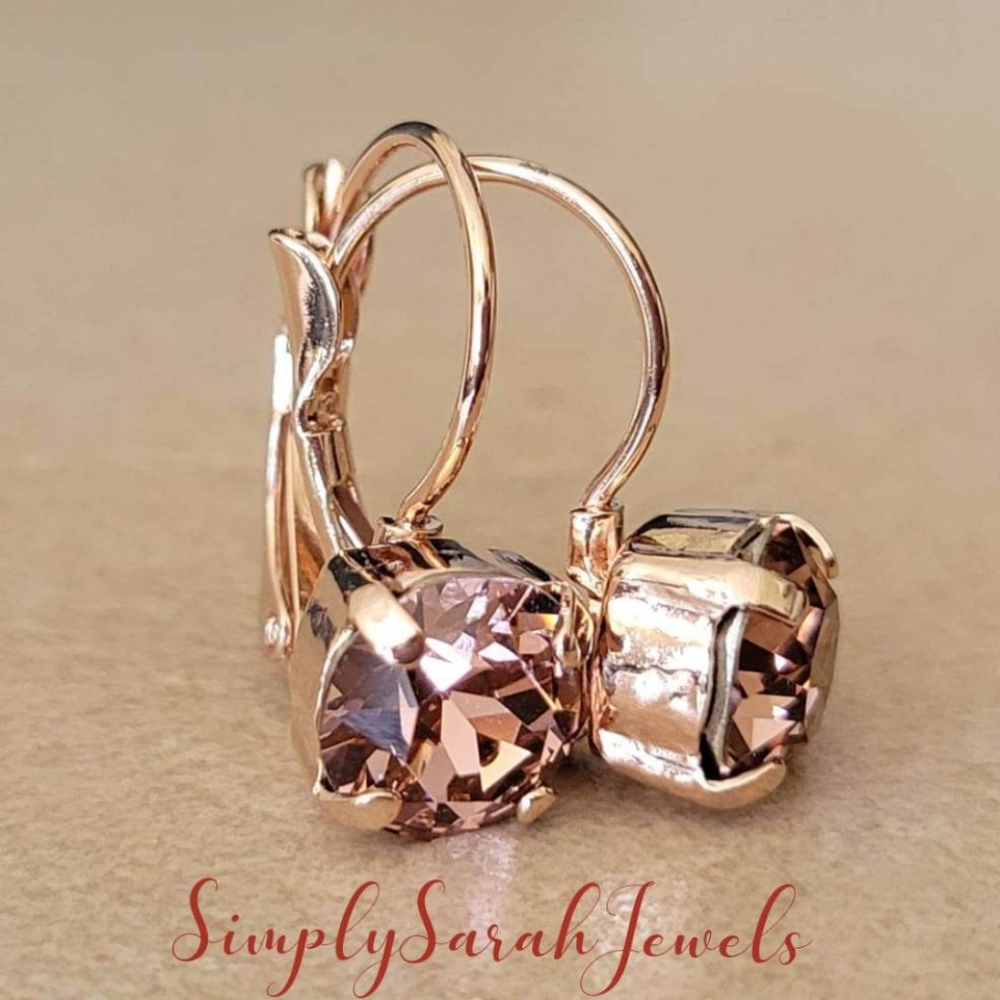 Austrian Crystal Earrings in Rose Gold